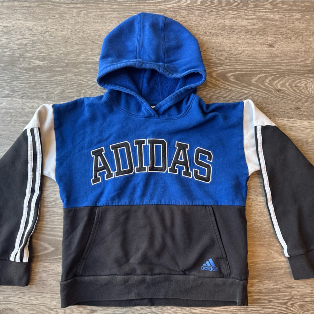 Adidas Kids Black and Blue Hoodie